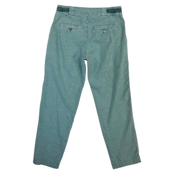 Sundance Pleated Front Exposed Button Linen Tencel Stretch Sage Green Pant Size2 - Picture 5 of 7